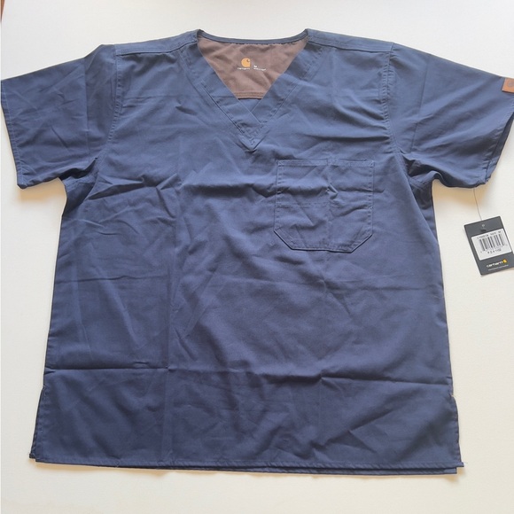 NWT Carhartt Men's Navy Blue V-Neck Scrub Top Size M (G4) - Picture 1 of 7